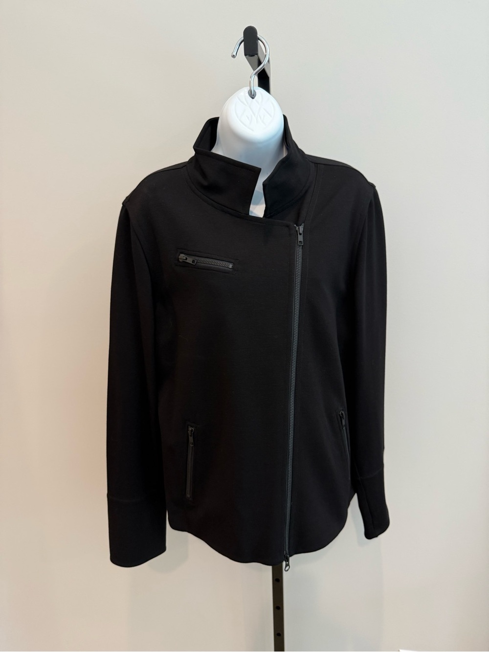 Eileen Fisher Asymmetrical Zip Black Jacket